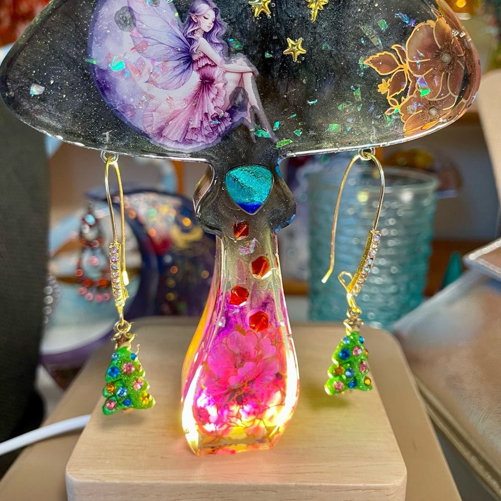 Betsey Johnson Festive Green Tree Earrings - Picture 3 of 4